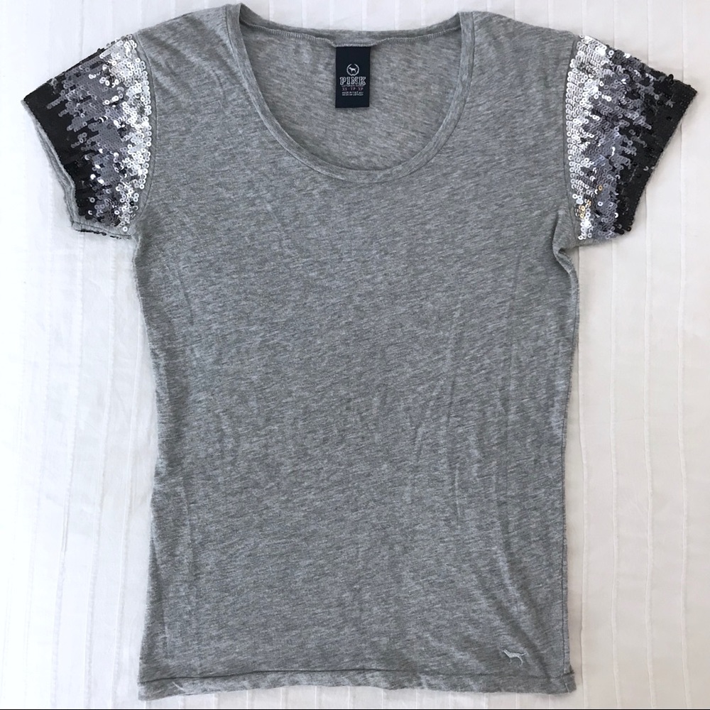 Sequin Sleeve Scoopneck T-shirt